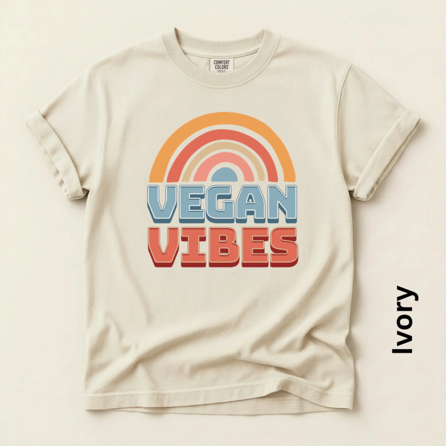 Vegan Vibes Rainbow Vintage Style t-shirt