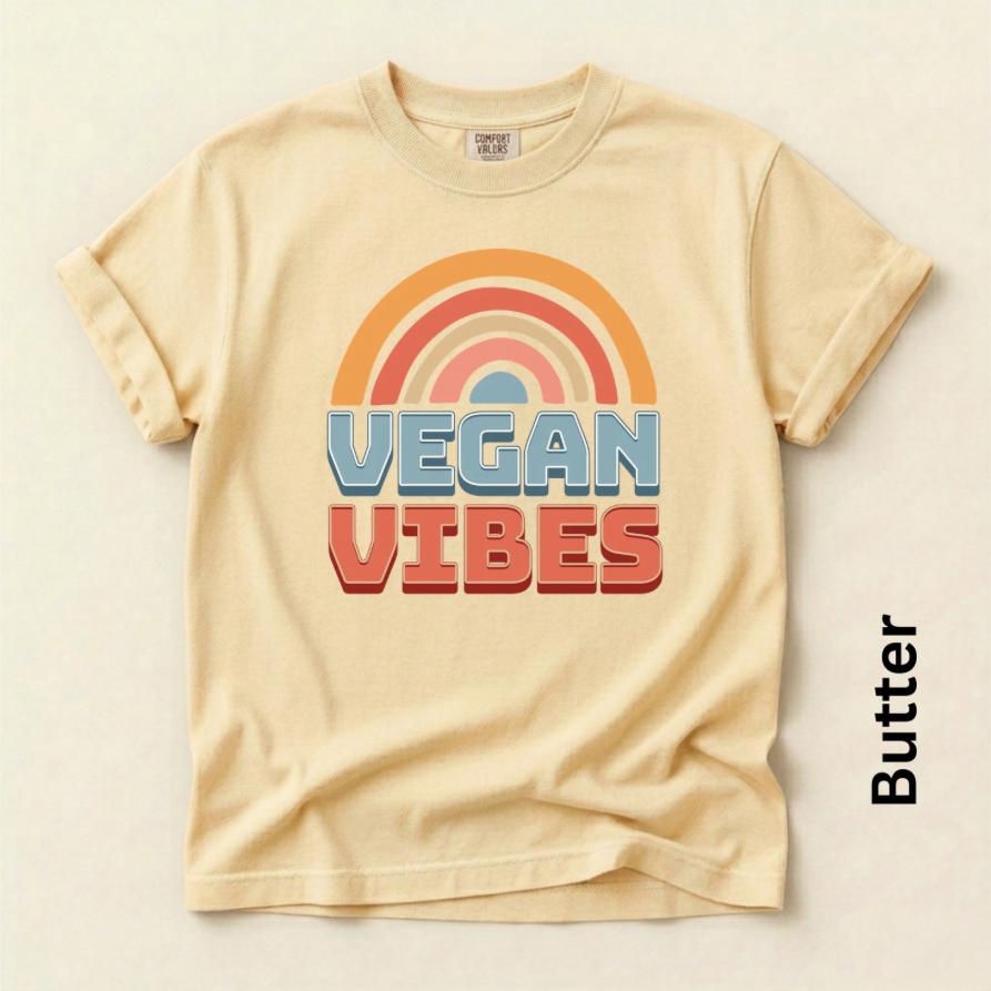 Vegan Vibes Rainbow Vintage Style t-shirt