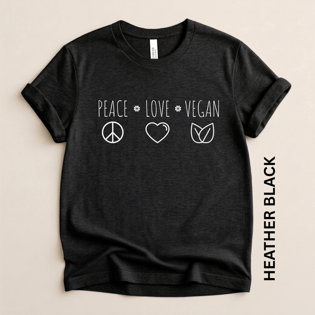 Peace Love Vegan Lightweight Unisex T-shirt
