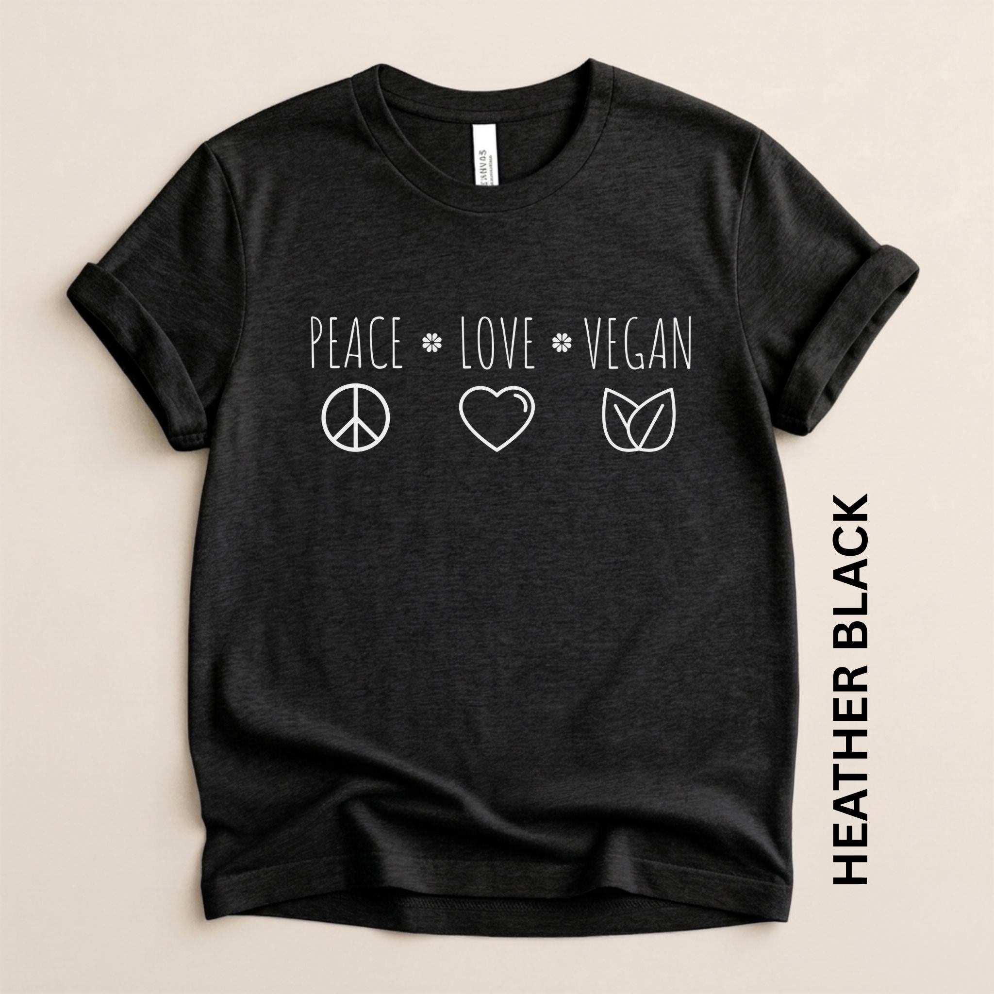 Peace Love Vegan Lightweight Unisex T-shirt