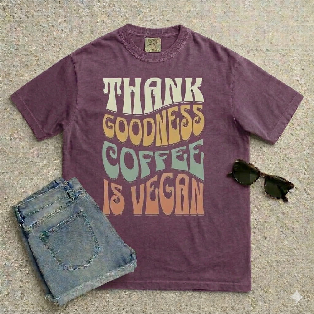 Thank Goodness Coffee is Vegan Vintage Style T-shirt