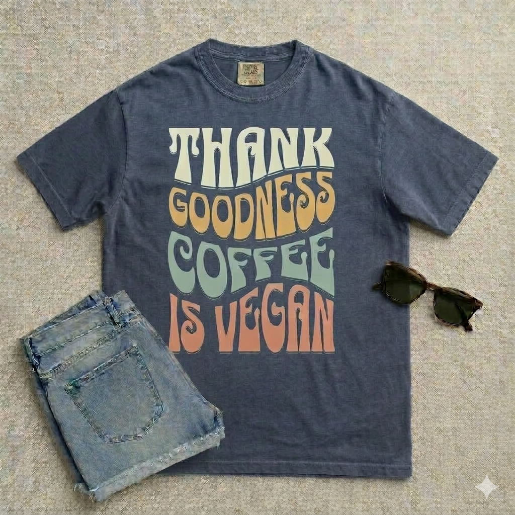 Thank Goodness Coffee is Vegan Vintage Style T-shirt