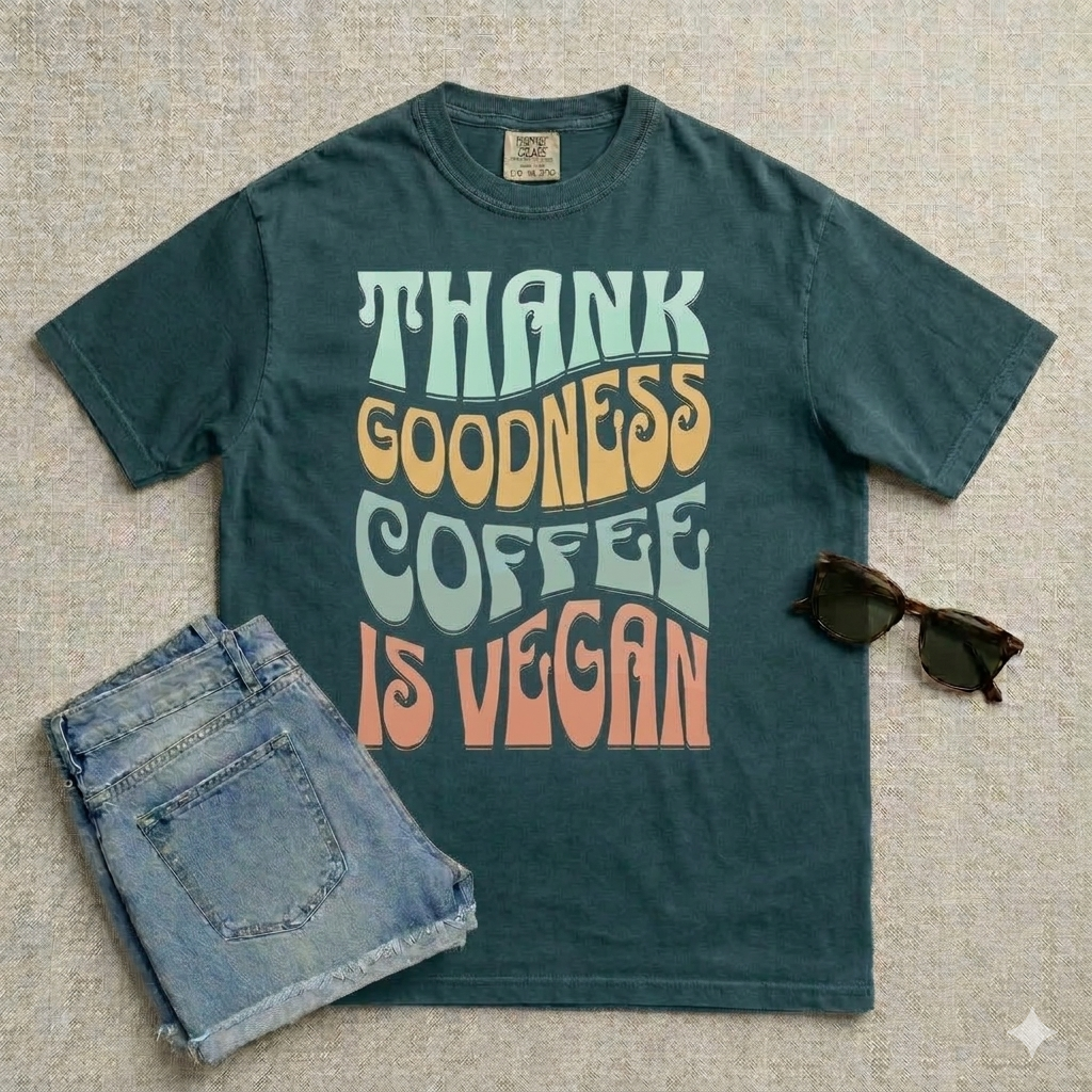 Thank Goodness Coffee is Vegan Vintage Style T-shirt
