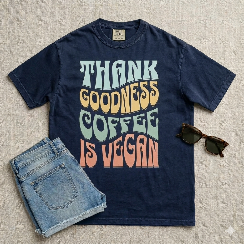 Thank Goodness Coffee is Vegan Vintage Style T-shirt