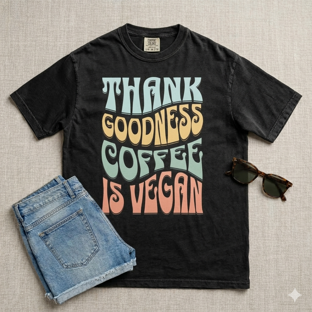 Thank Goodness Coffee is Vegan Vintage Style T-shirt