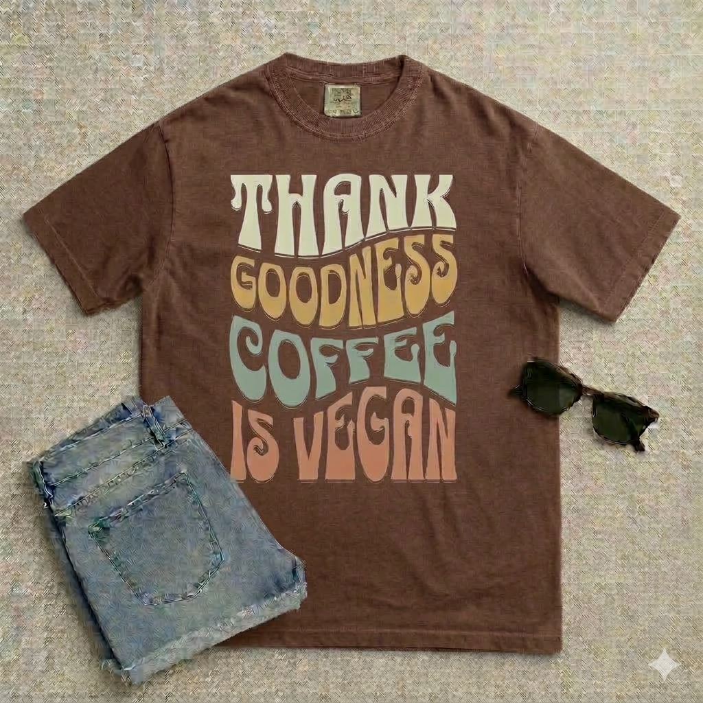 Thank Goodness Coffee is Vegan Vintage Style T-shirt
