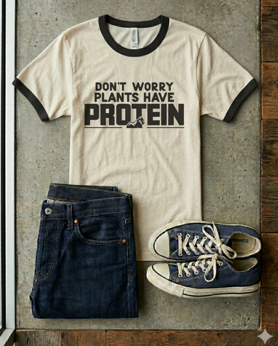 Plants Have Protein Unisex ringer t-shirt
