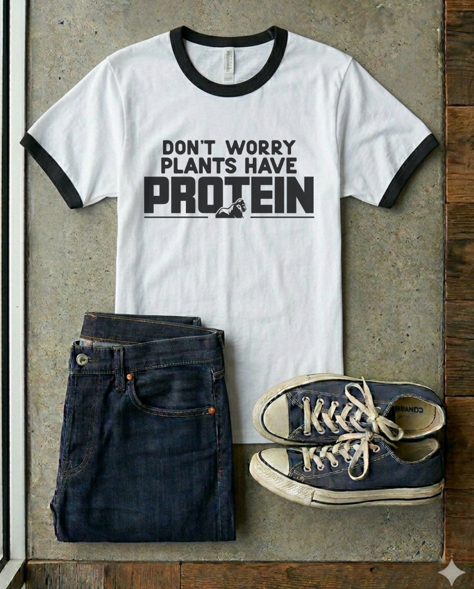 Plants Have Protein Unisex ringer t-shirt