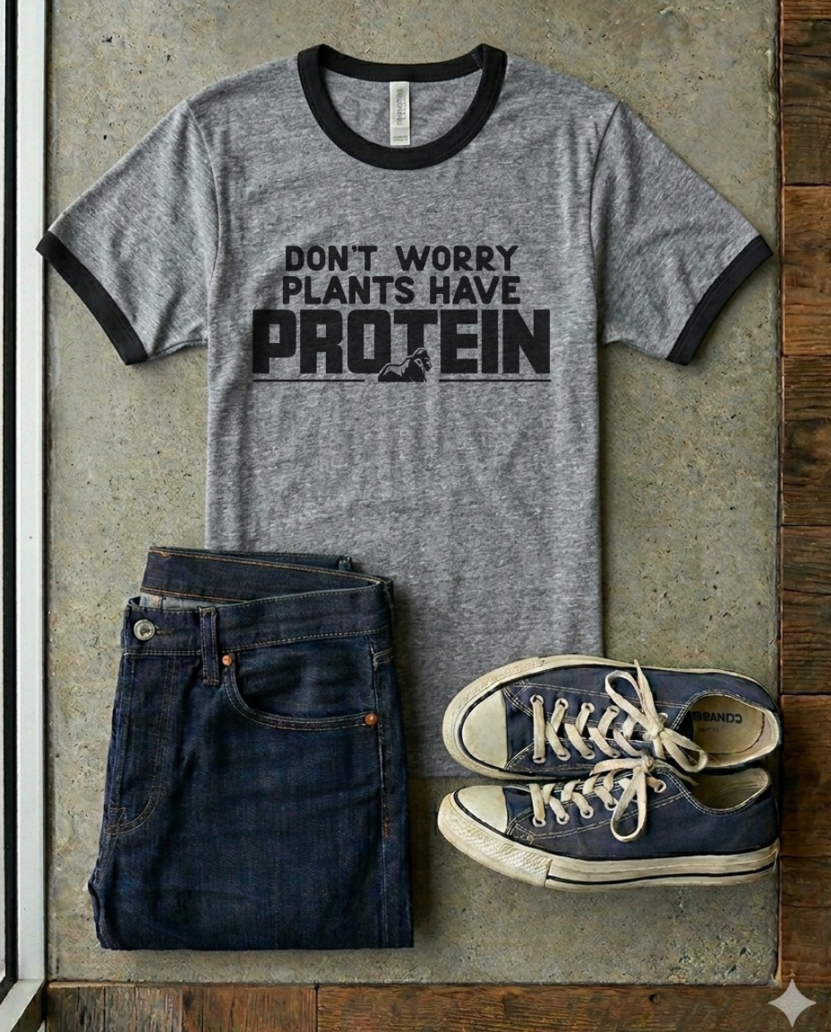 Plants Have Protein Unisex ringer t-shirt
