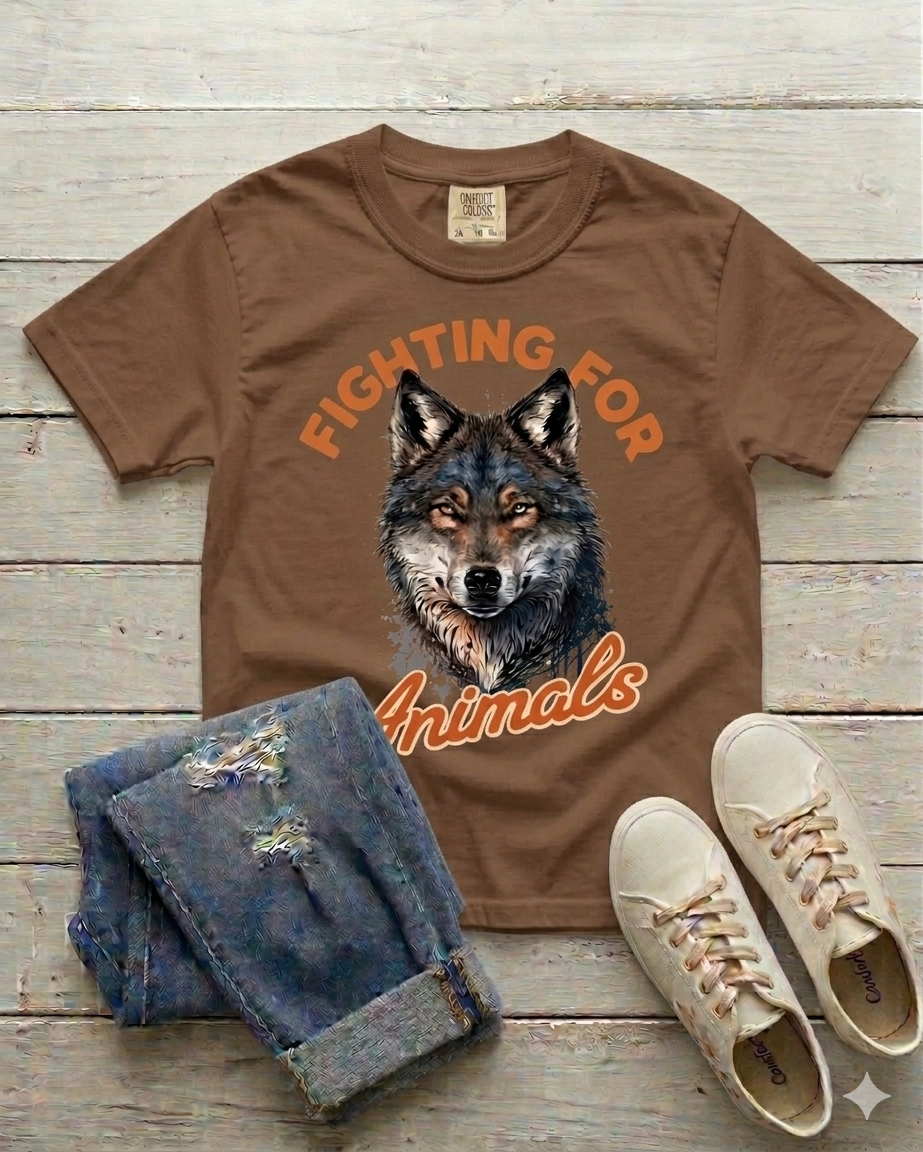 Fighting for Animals Wolf Vintage Style t-shirt