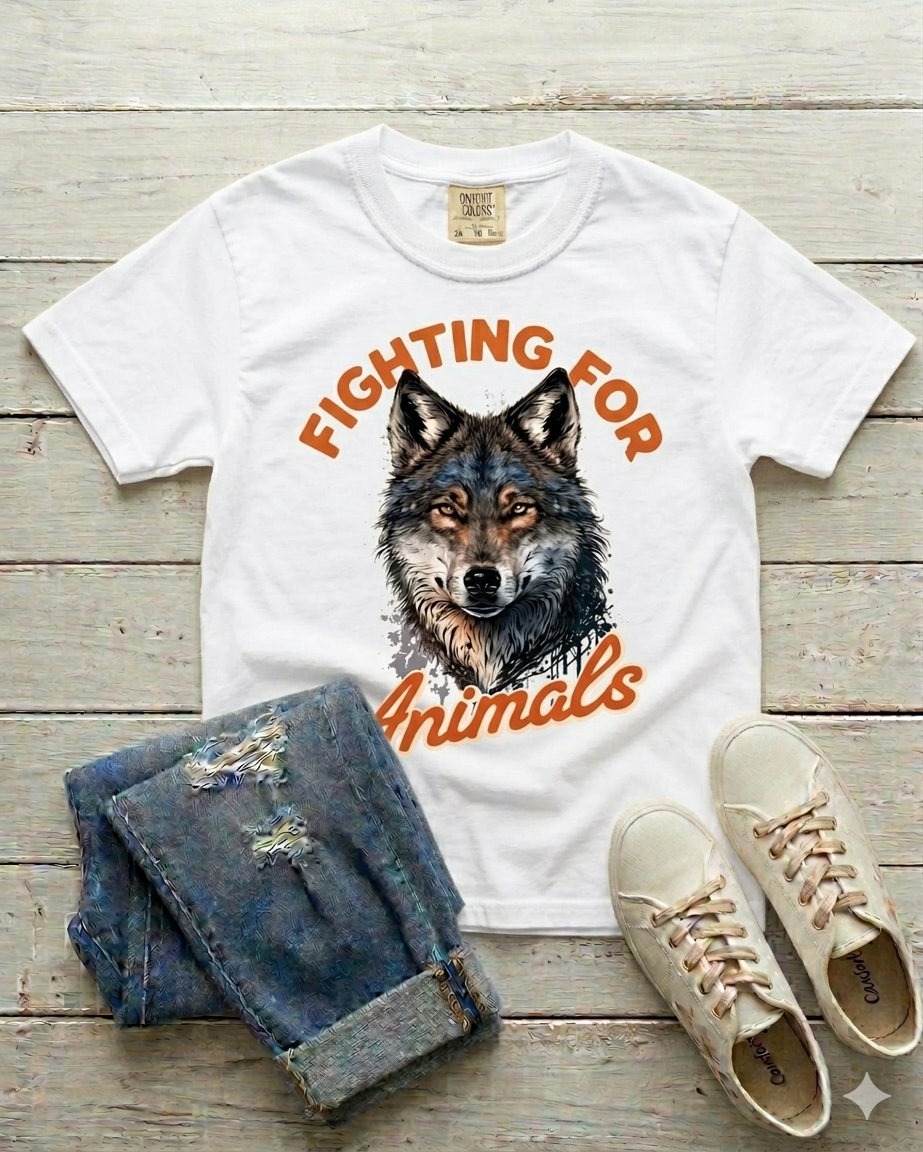 Fighting for Animals Wolf Vintage Style t-shirt