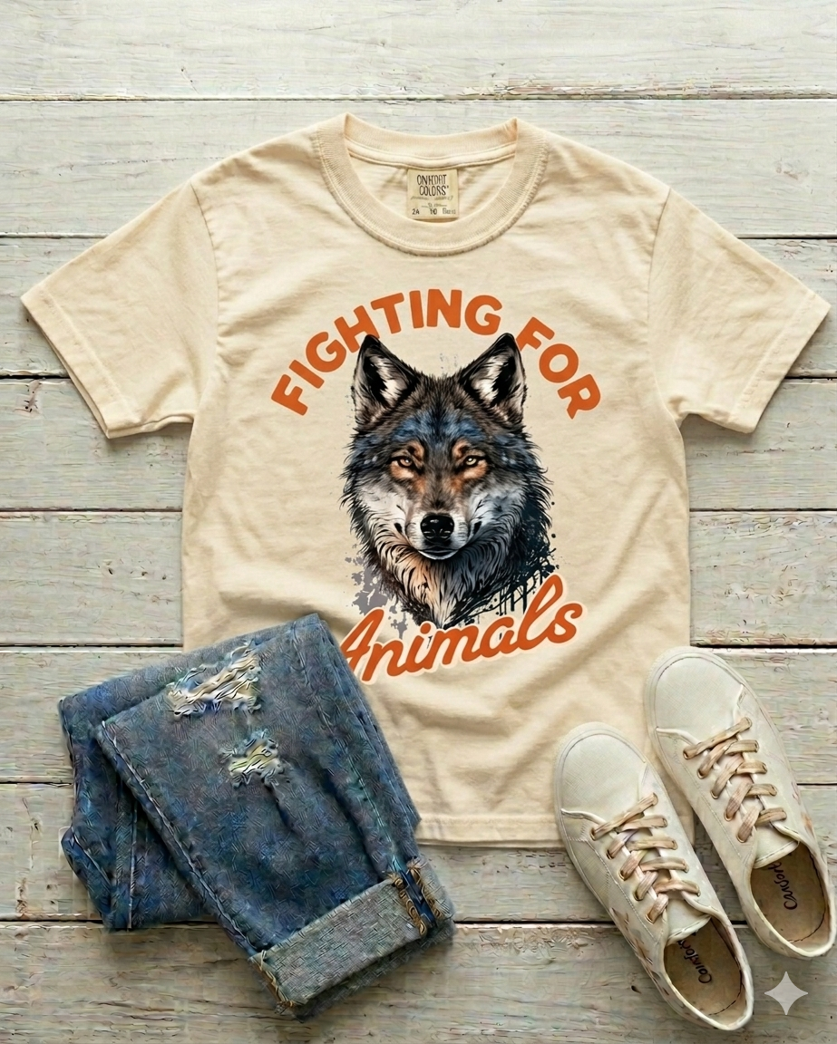 Fighting for Animals Wolf Vintage Style t-shirt