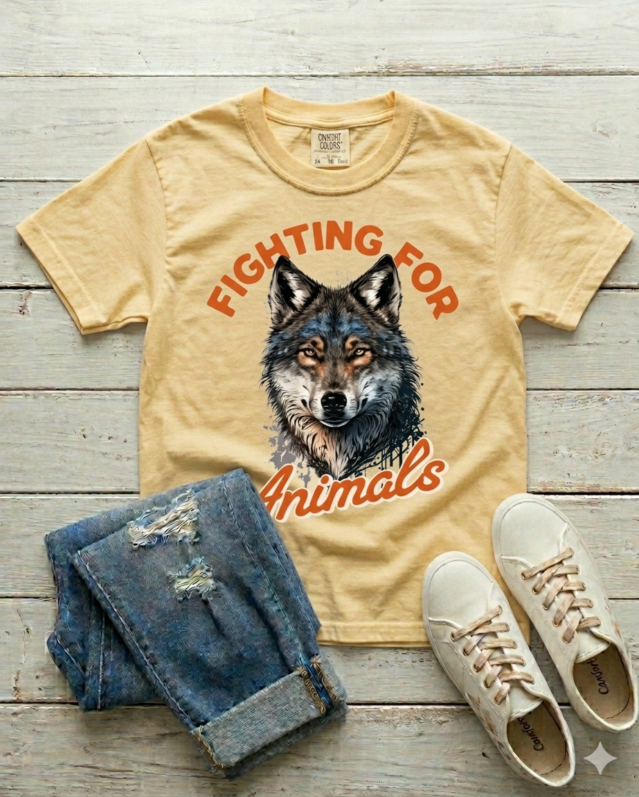 Fighting for Animals Wolf Vintage Style t-shirt