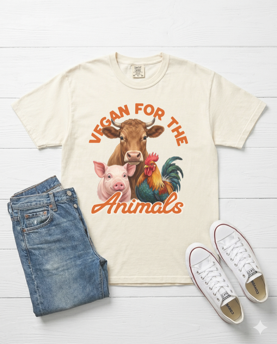 Vegan for the Animals Unisex Vintage Style T-Shirt