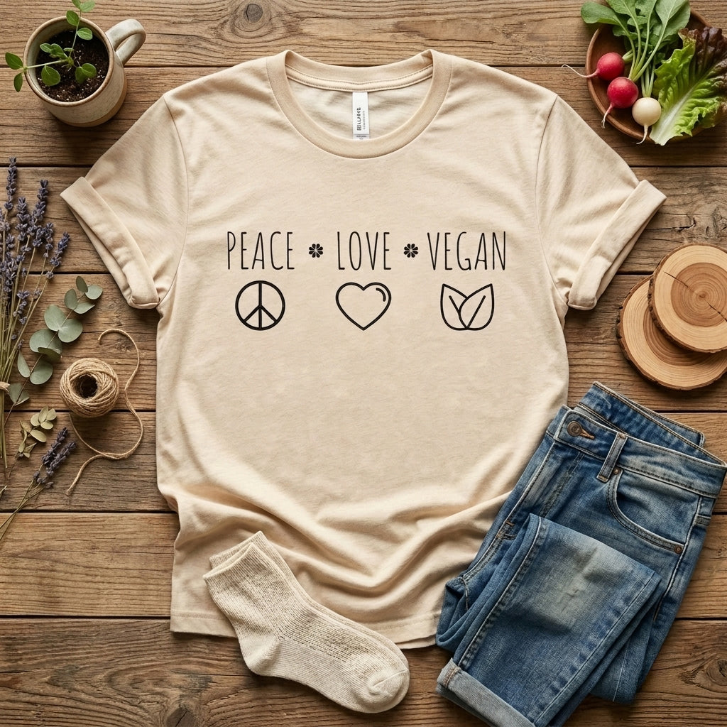 Peace Love Vegan Lightweight Modern Fit Unisex t-shirt