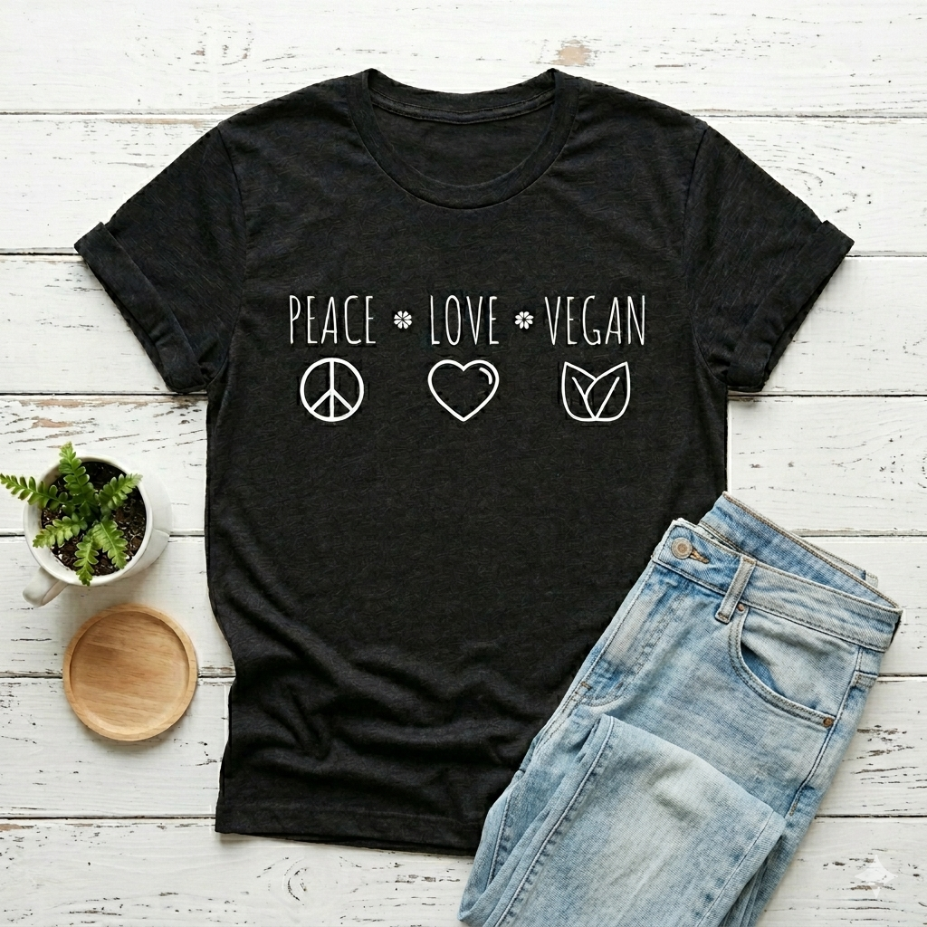 Peace Love Vegan Lightweight Unisex T-shirt