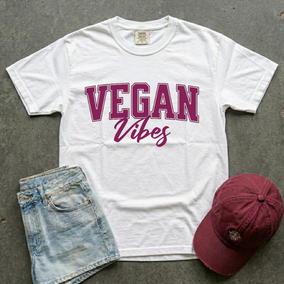 Vegan Vibes University Maroon Unisex Vintage Style T-shirt