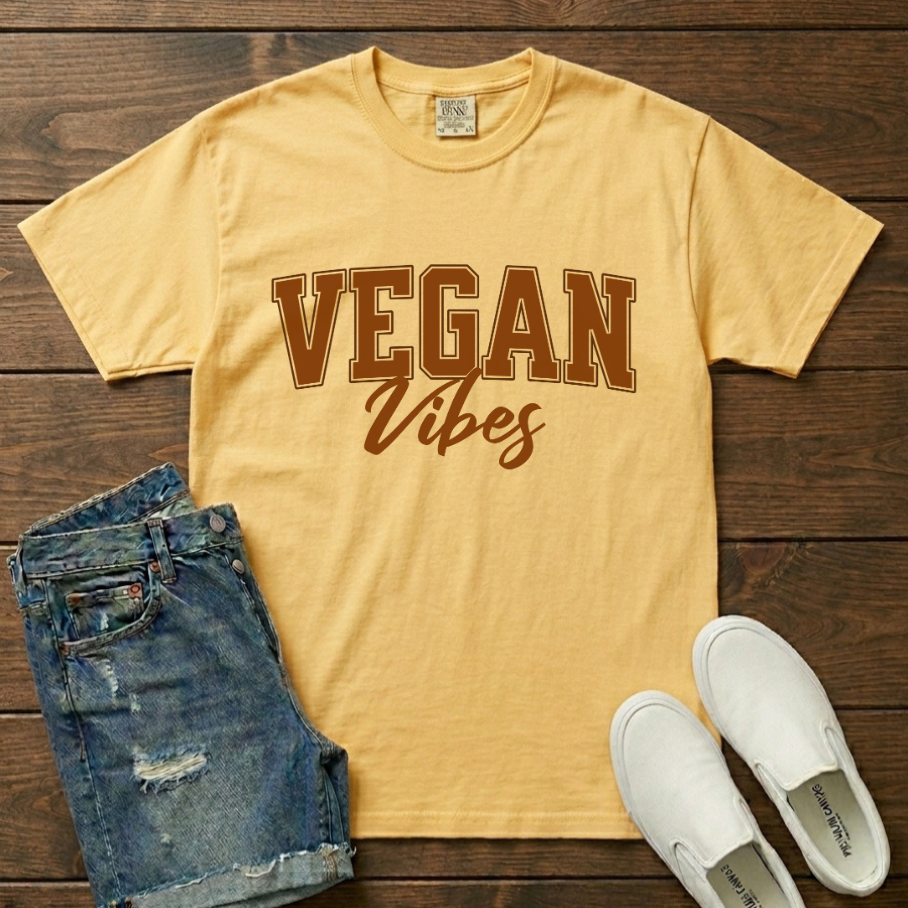 Vegan Vibes University Brown Unisex Vintage Style T-shirt