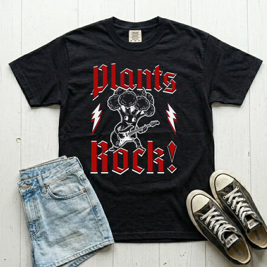 Plants Rock Unisex Vintage Style T-shirt
