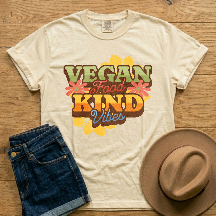 Vegan Food Kind Vibes Vintage Style Unisex T-shirt
