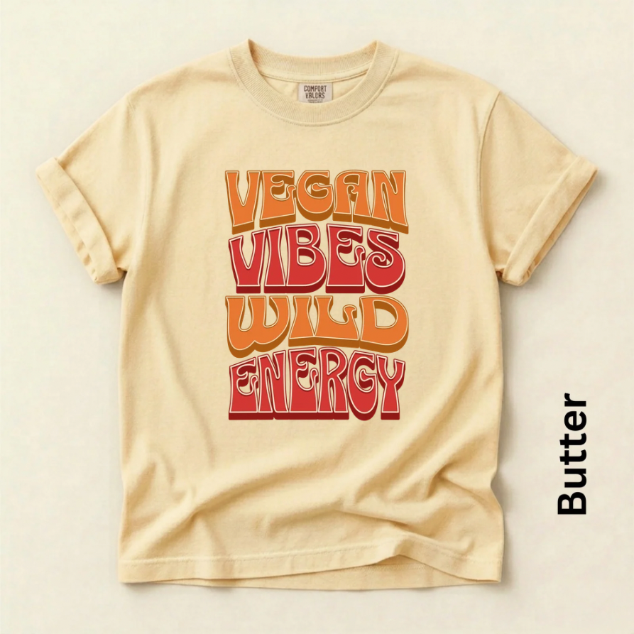 Vegan Vibes Wild Energy Unisex Vintage Style T-Shirt