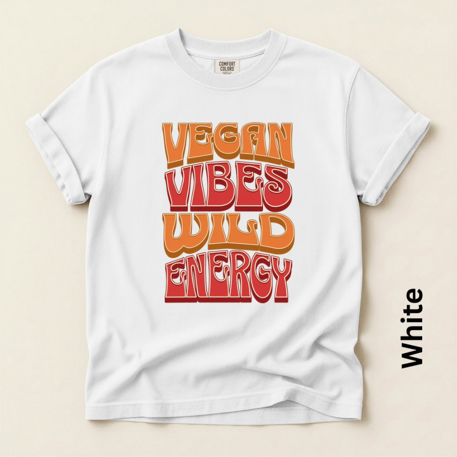 Vegan Vibes Wild Energy Unisex Vintage Style T-Shirt