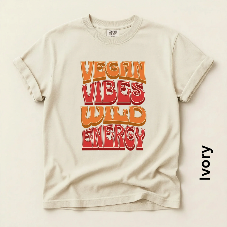 Vegan Vibes Wild Energy Unisex Vintage Style T-Shirt