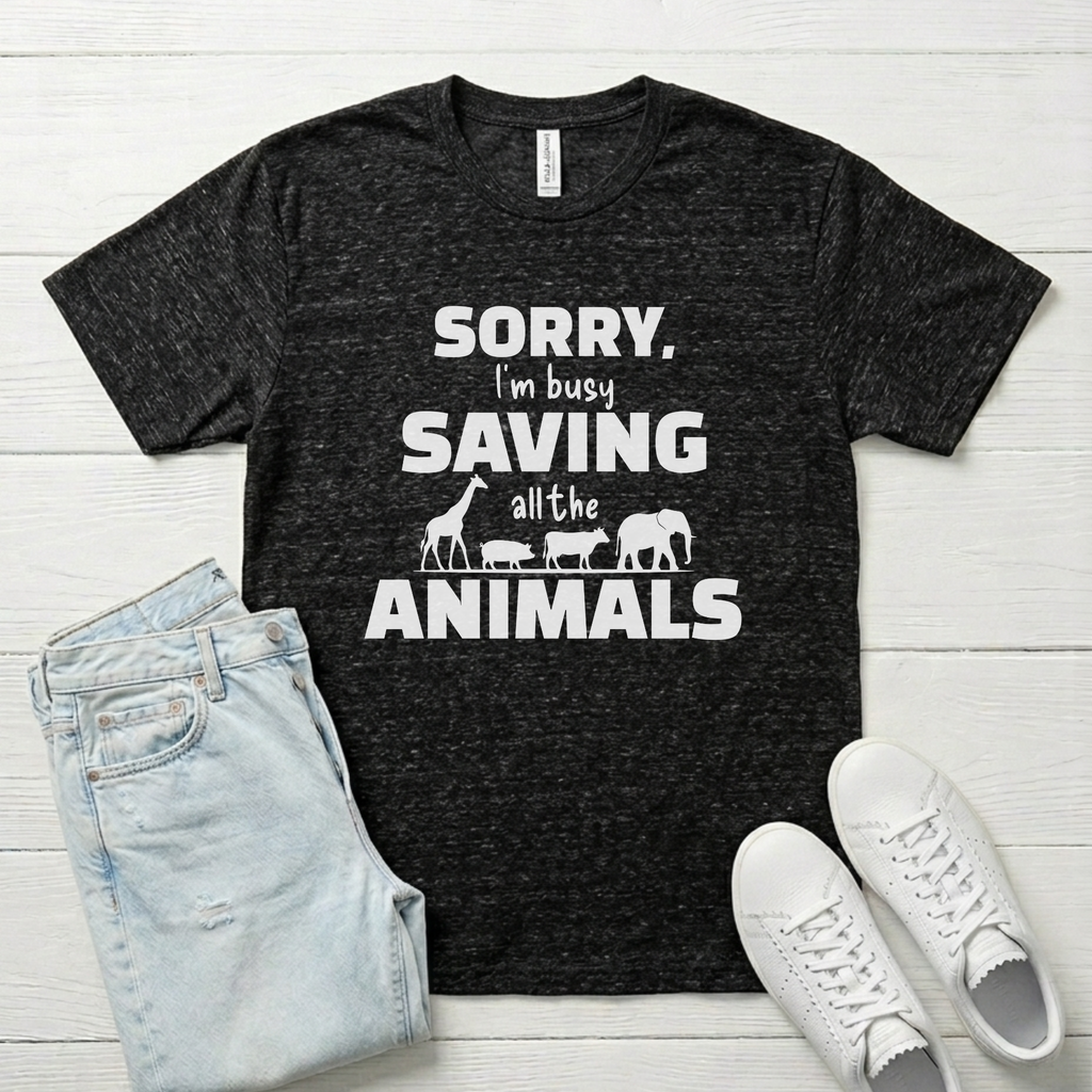 Busy Saving Animals Vegan Humor Modern Fit Unisex t-shirt