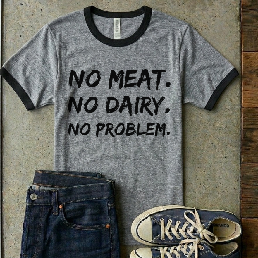 No Meat No Dairy No Problem Unisex ringer t-shirt