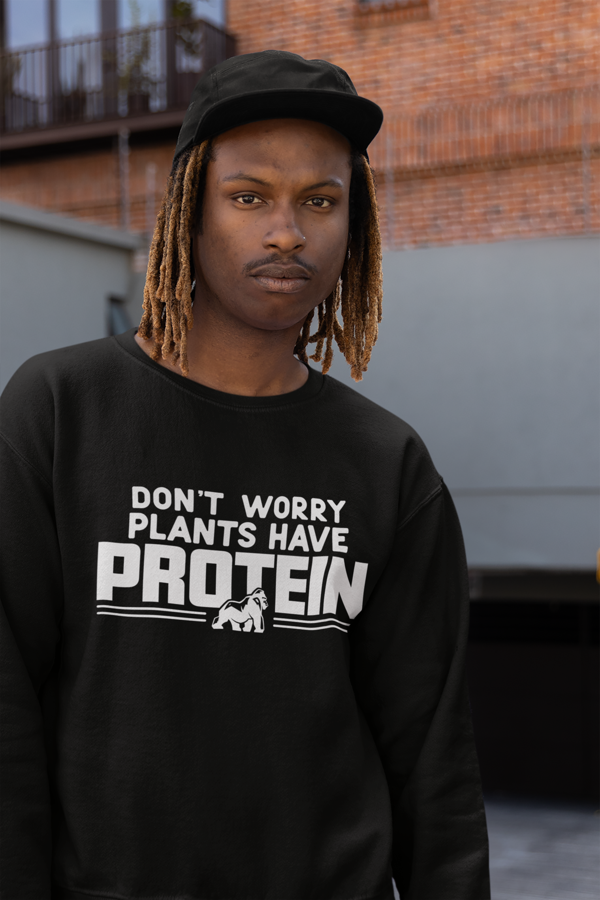 Plants Have Protein Unisex organic raglan sweatshirt Eco Friendly Sustainable Vegan Materials