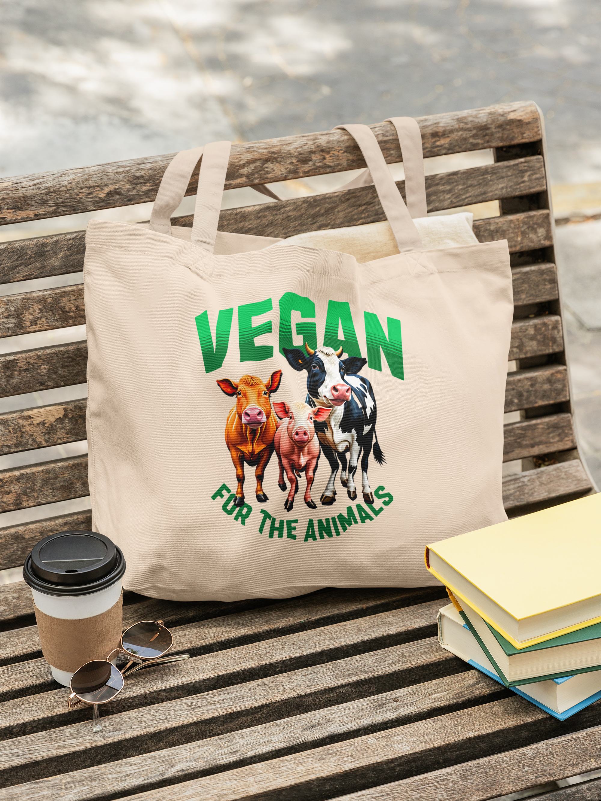 Vegan for the Animals Eco Tote Bag Reusable Organic Cotton Bag